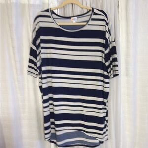 LuLaRoe Blue and White Oversized 3/4 Sleeve Top